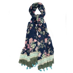 Blue and Pink Floral Scarf